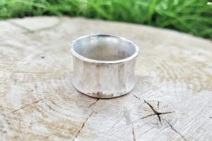 Heavy hammered silver ring