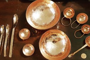 Copper spoons and bowls