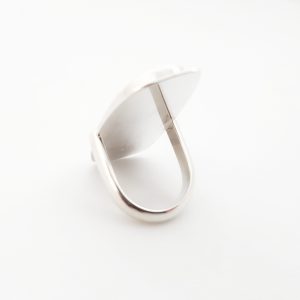 A view of the back of this Botswana agate ring set in silver