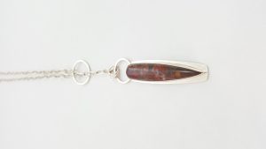The Poppy Jasper and sterling silver lariat seen from above