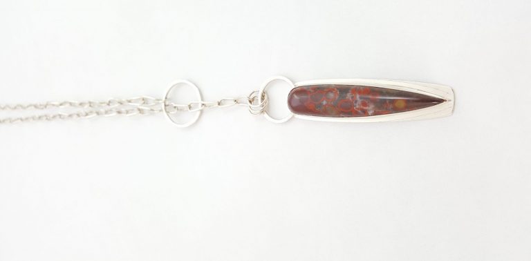The Poppy Jasper and sterling silver lariat seen from above