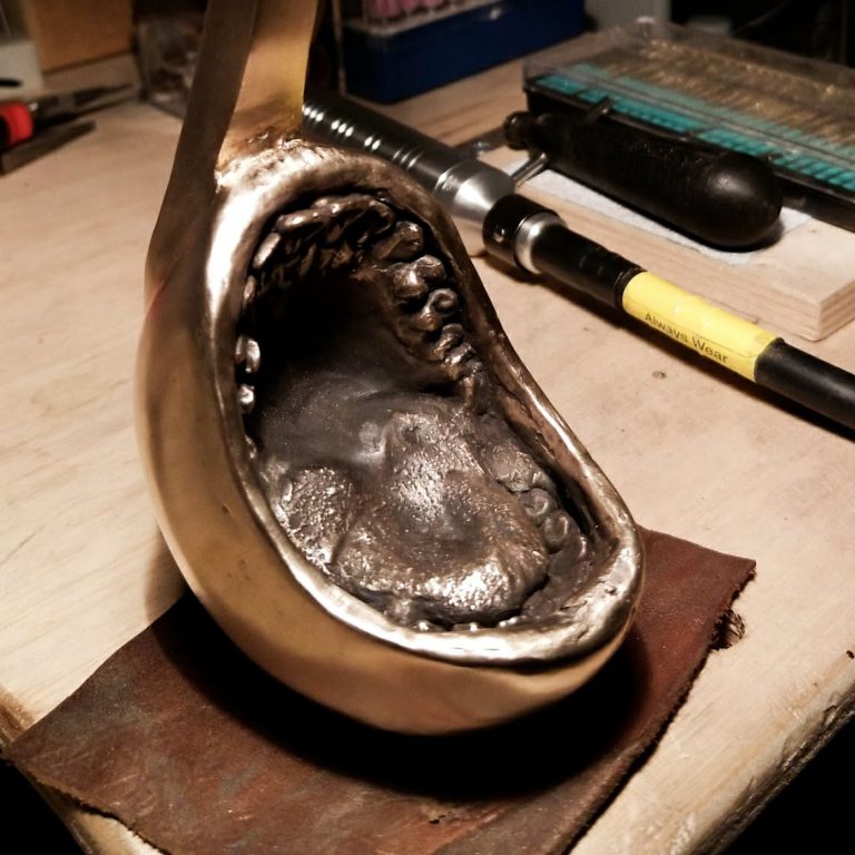 A ladle cast from bronze