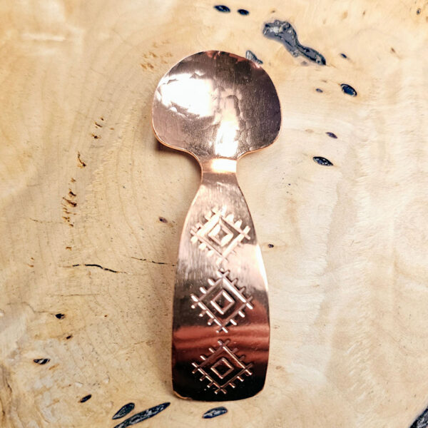 Rustic Copper Condiment Spoon - Slavic Folk Symbol for "Youth"