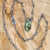 GreenTurquoiseNecklace-opt Green Turquoise Pendant and Sterling Silver Handmade Chain with Rutilated Prehenite Accent