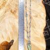 GreenTurquoiseNecklaceRuler-opt A green turquoise pendant on a handmade silver chain. A Prehenite cabochon is set in the chain to accent the green of the turquoise