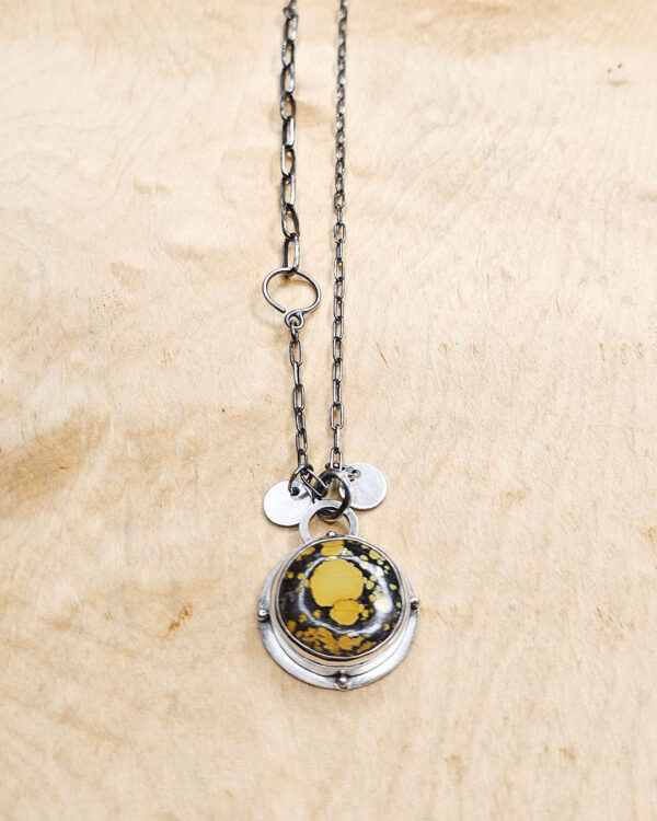 Lunar Yellow Turquoise and Silver Necklace