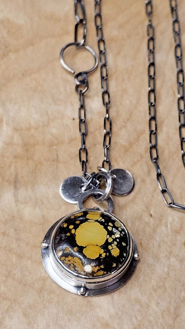 Lunar Yellow Turquoise and Silver Necklace